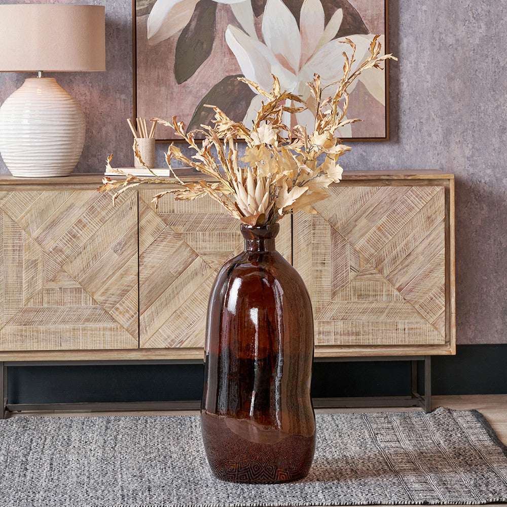 Pecan Brown Organic Shaped Recycled Glass Tall Vase
