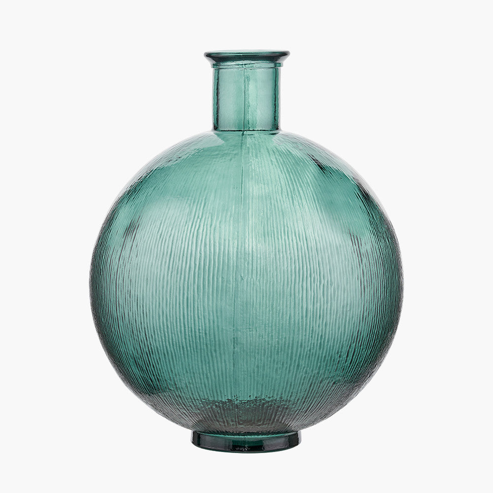 Sea Green Round Recycled Glass Vase