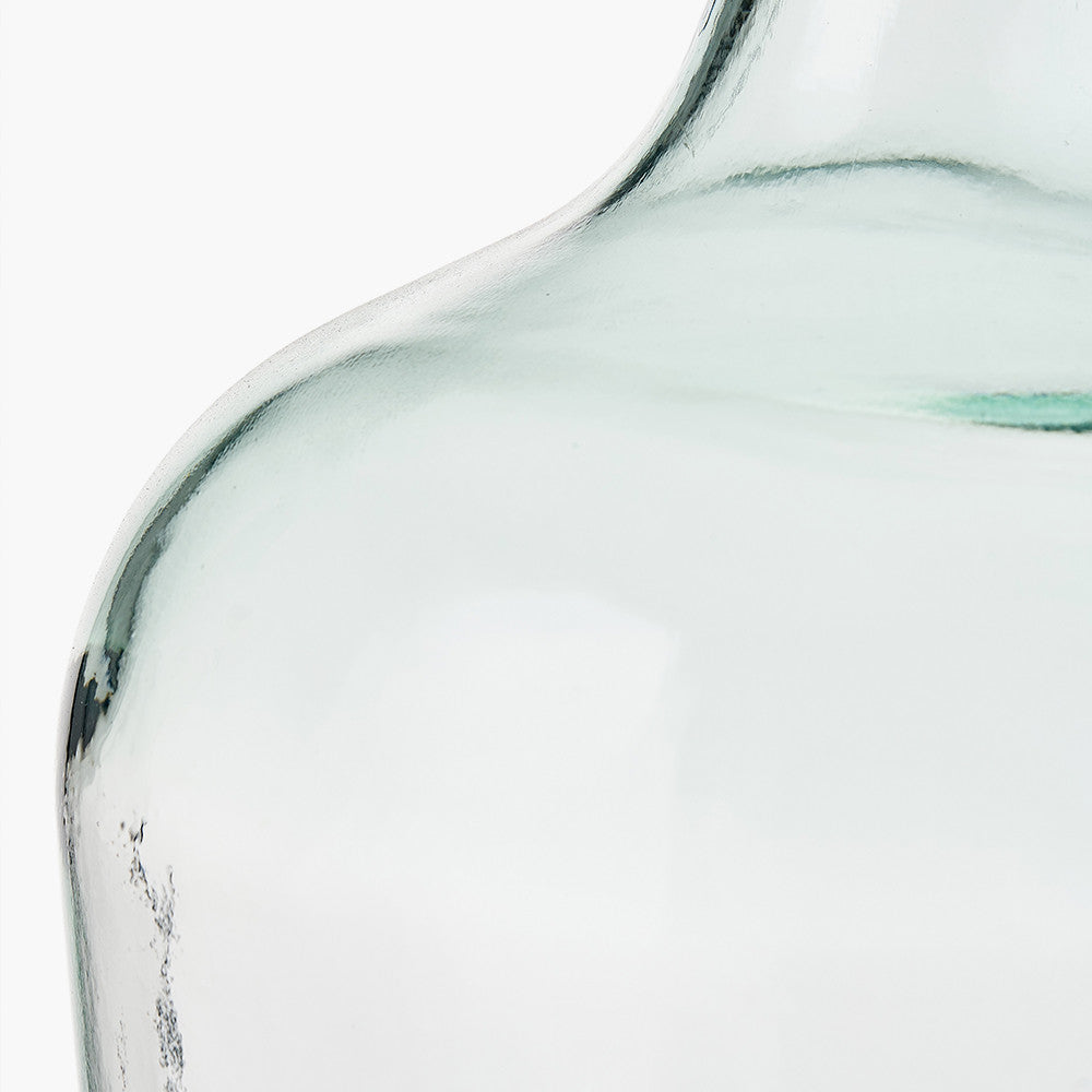 Clear Recycled Medium Bottle Vase With A Raffia Wrapped Neck