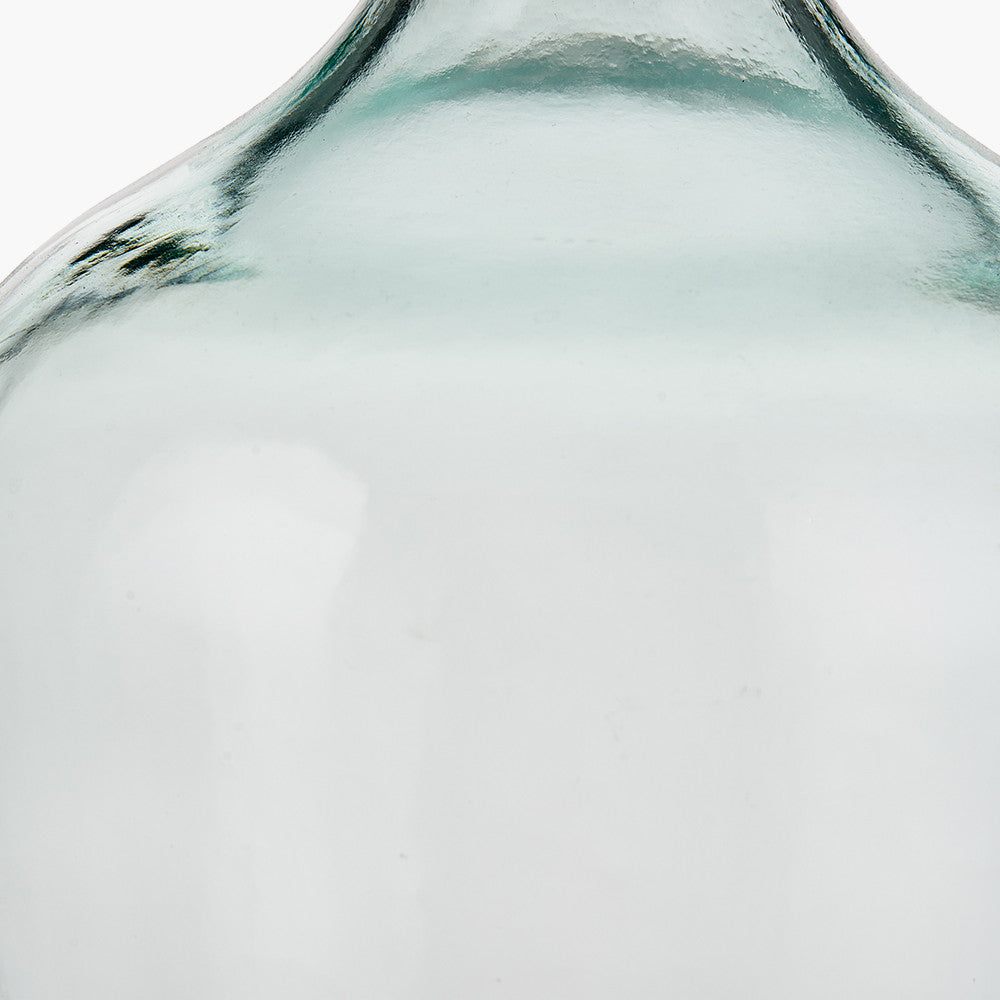 Clear Recycled Small Bottle Vase With A Raffia Wrapped Neck