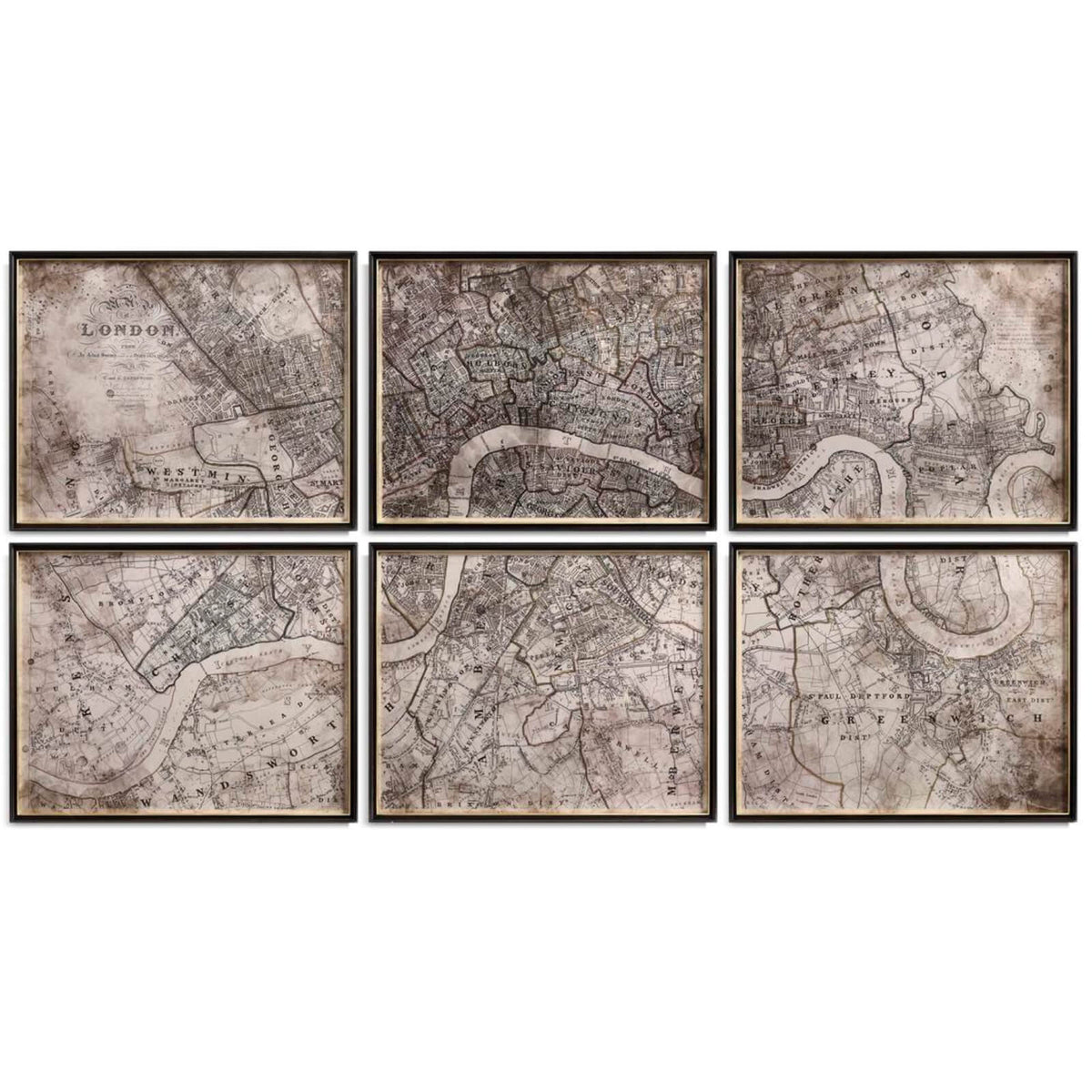 Districts of the Metropolis Framed Prints - Set of 6