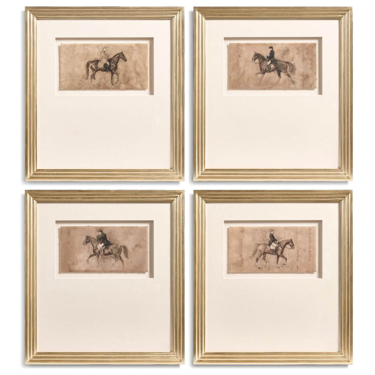 Equestrian Lines in Motion Framed Prints - Set of 4