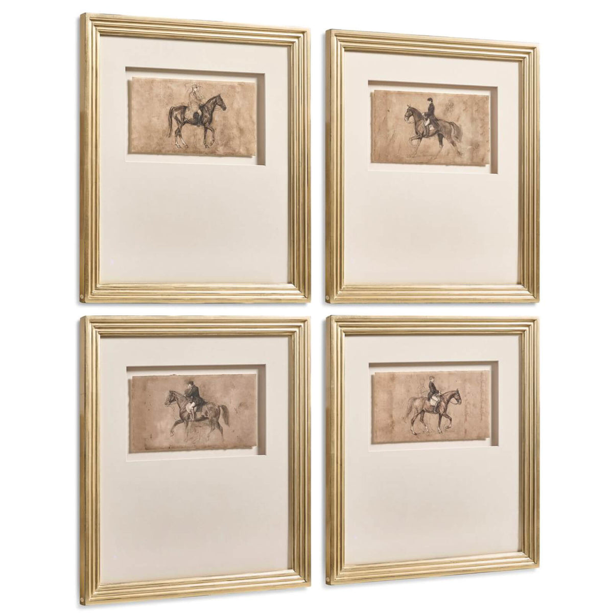 Equestrian Lines in Motion Framed Prints - Set of 4