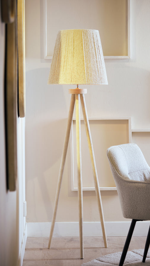 Floor lamp tripod 52x52x122 cm ILIAS wood matt natural