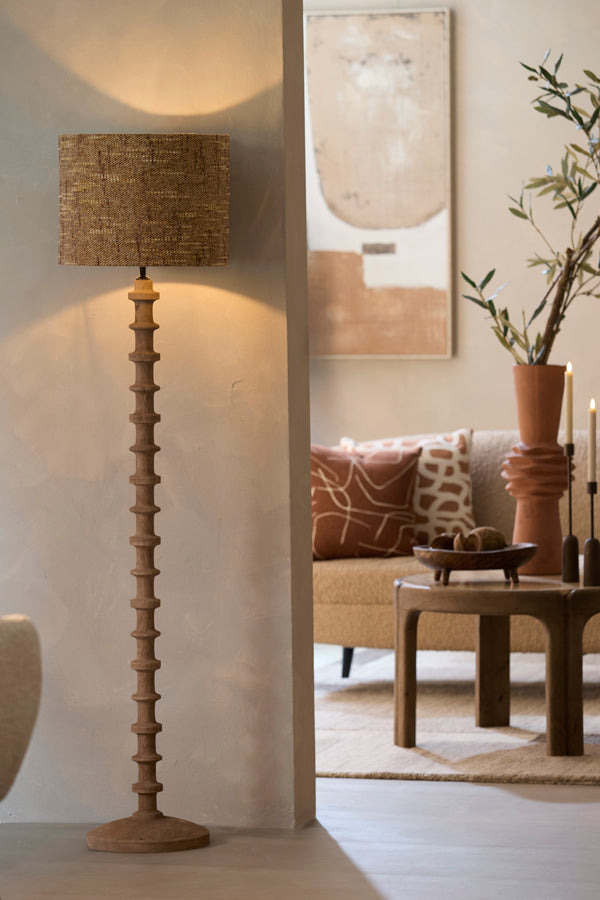 Floor lamp 30x135 cm CECILY wood matt grey-brown
