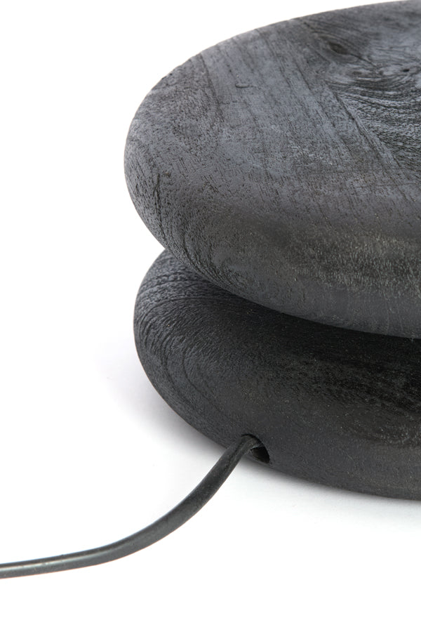 Lamp base 20x9 cm EBOLI wood matt black