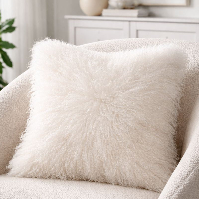 Malini Mongolian White Cushion