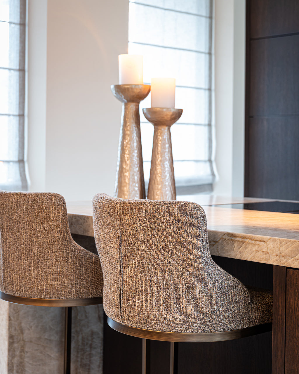 Bar stool Bolton brown tweed (Set of 2)