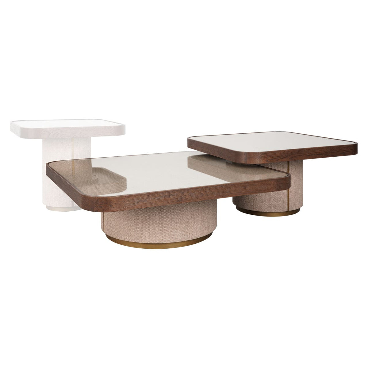 Coffee table Willox brown  including glass (Set of 2)