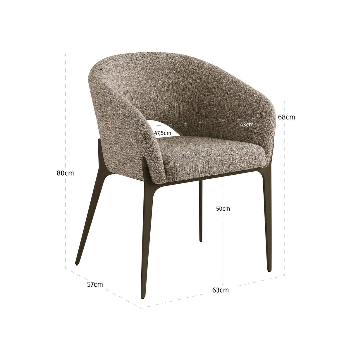 Dining chair Kenzi brown tweed 