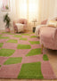 Joli Checkered Green & Pink Rug