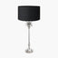 Trafalgar Nickel Metal Palm Tree Table Lamp Base with Harry 30cm Black Cotton Mix Cylinder Lampshade
