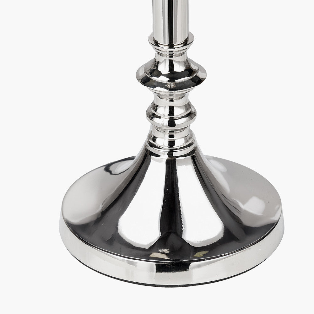 Trafalgar Nickel Metal Palm Tree Table Lamp Base with Athira 30cm Multi Chevron Design Mushroom Pleat Tapered Lamp Shade