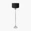 Trafalgar Nickel Metal Palm Tree Floor Lamp Base with Harry 45cm Black Cotton Mix Cylinder Lampshade