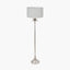 Trafalgar Nickel Metal Palm Tree Floor Lamp Base with Harry 45cm Ivory Cotton Mix Cylinder Lampshade