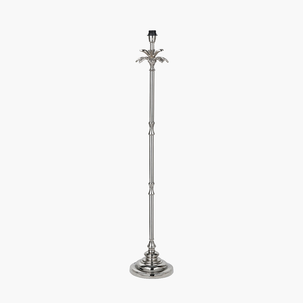 Trafalgar Nickel Metal Palm Tree Floor Lamp Base with Athira 45cm Multi Chevron Design Mushroom Pleat Tapered Lamp Shade