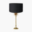 Trafalgar Gold Metal Palm Tree Table Lamp Base with Harry 35cm Black Cotton Mix Cylinder Lampshade