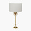 Trafalgar Gold Metal Palm Tree Table Lamp Base with Henry 35cm White Handloom Cylinder Lampshade