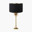 Trafalgar Gold Metal Palm Tree Table Lamp Base with Stellan 35cm Black Slubbed Silk Mix Gold Lined Cylinder Lampshade