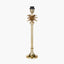 Trafalgar Gold Metal Palm Tree Table Lamp Base with Stellan 35cm Black Slubbed Silk Mix Gold Lined Cylinder Lampshade