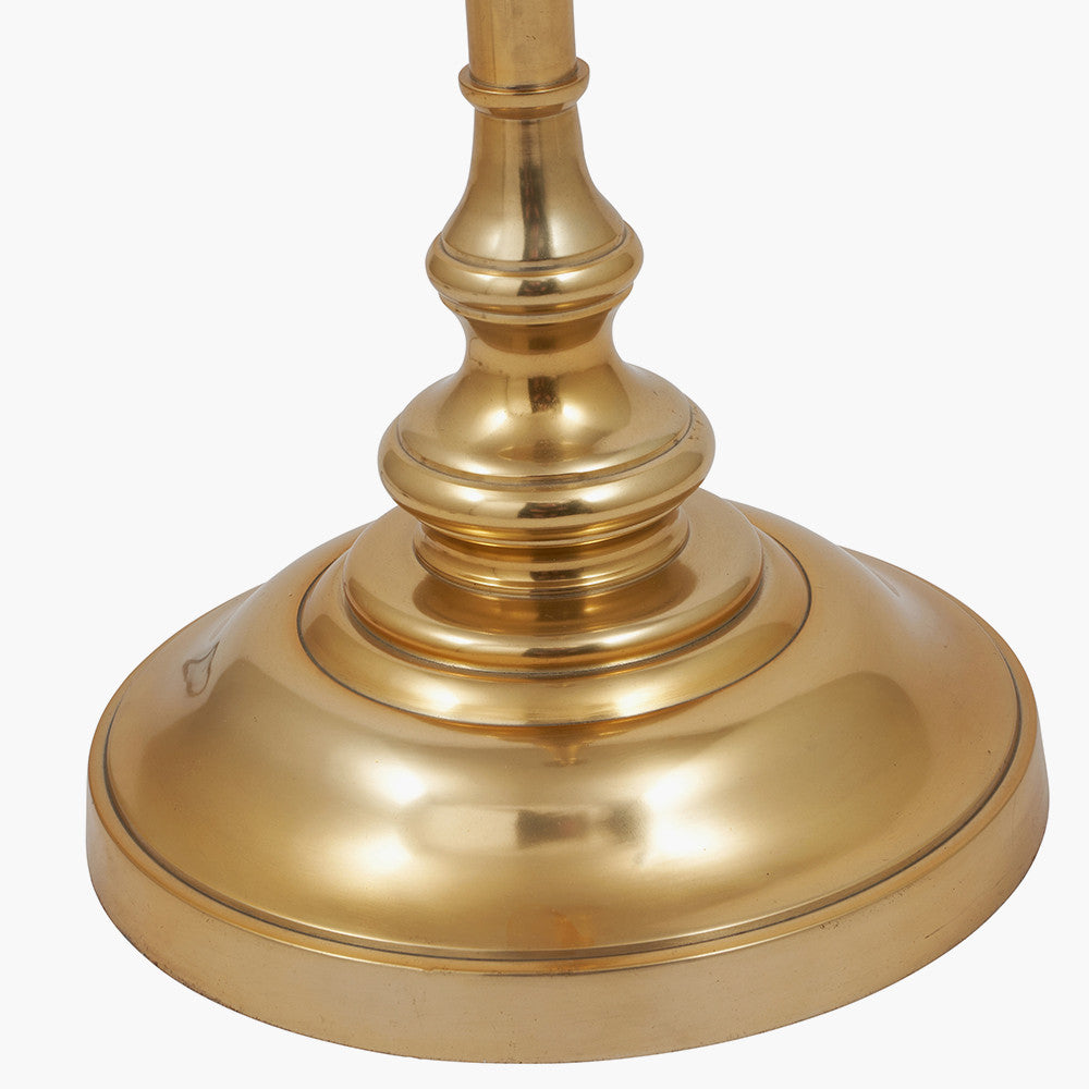 Trafalgar Gold Metal Palm Tree Table Lamp Base with Stellan 35cm Black Slubbed Silk Mix Gold Lined Cylinder Lampshade