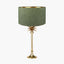 Trafalgar Gold Metal Palm Tree Table Lamp Base with Stellan 35cm Green Slubbed Silk Mix Gold Lined Cylinder Lampshade