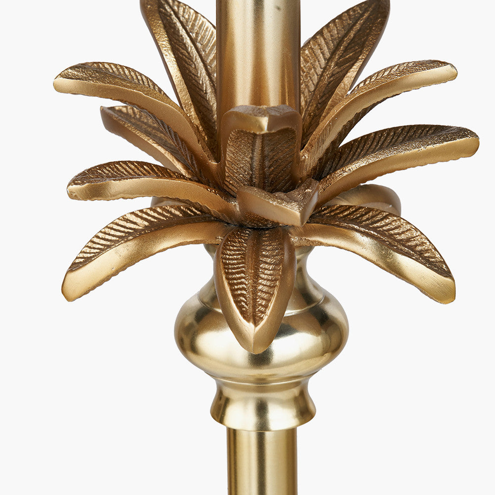 Trafalgar Gold Metal Palm Tree Table Lamp Base with Floressa 35cm Red Floral Patterned Mushroom Pleat Tapered Lamp Shade