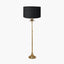 Trafalgar Gold Metal Palm Tree Floor Lamp Base with Harry 45cm Black Cotton Mix Cylinder Lampshade