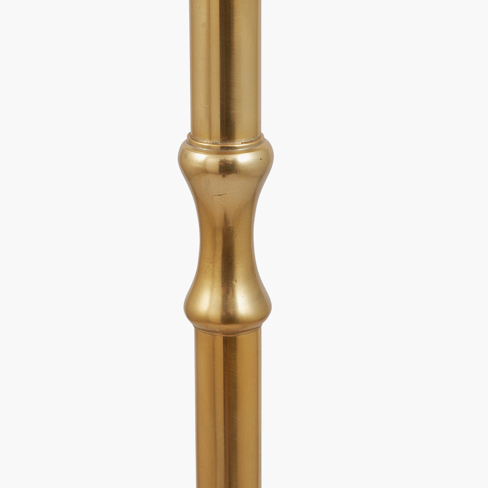 Trafalgar Gold Metal Palm Tree Floor Lamp Base with Henry 45cm White Handloom Cylinder Lampshade