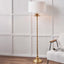 Trafalgar Gold Metal Palm Tree Floor Lamp Base with Henry 45cm White Handloom Cylinder Lampshade