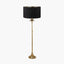 Trafalgar Gold Metal Palm Tree Floor Lamp Base with Stellan 45cm Black Slubbed Faux Silk Gold Lined Cylinder Lampshade