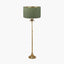 Trafalgar Gold Metal Palm Tree Floor Lamp Base with Stellan 45cm Green Slubbed Silk Mix Gold Lined Cylinder Lampshade