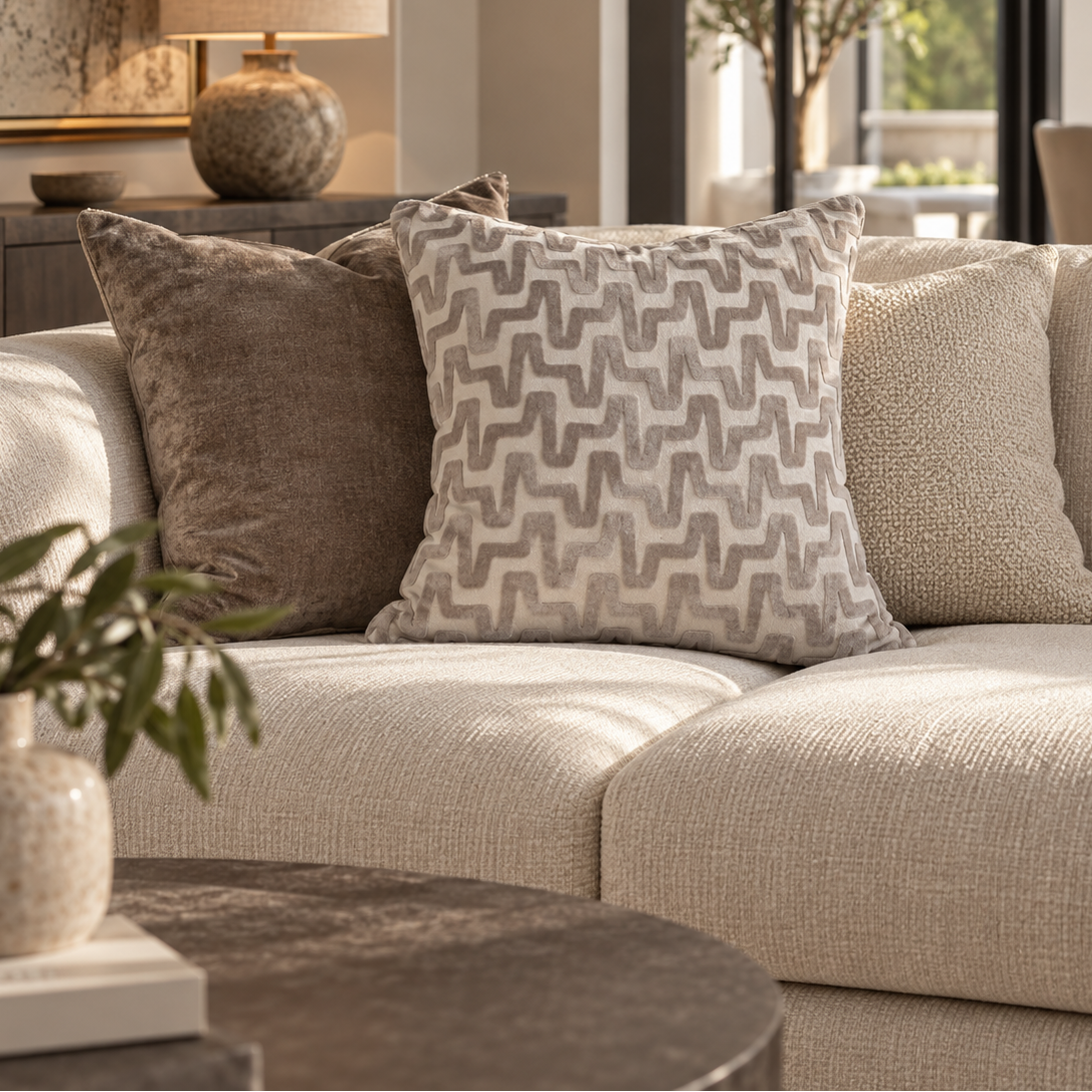 Malini Summit Taupe Cushion