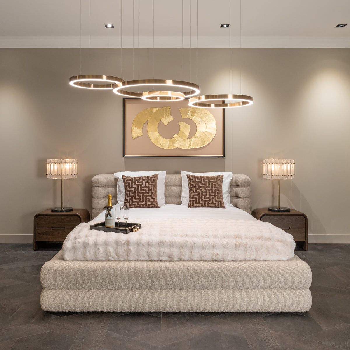 Bed Obidis natural linear 180x210 (mattress size (excl.) with storage