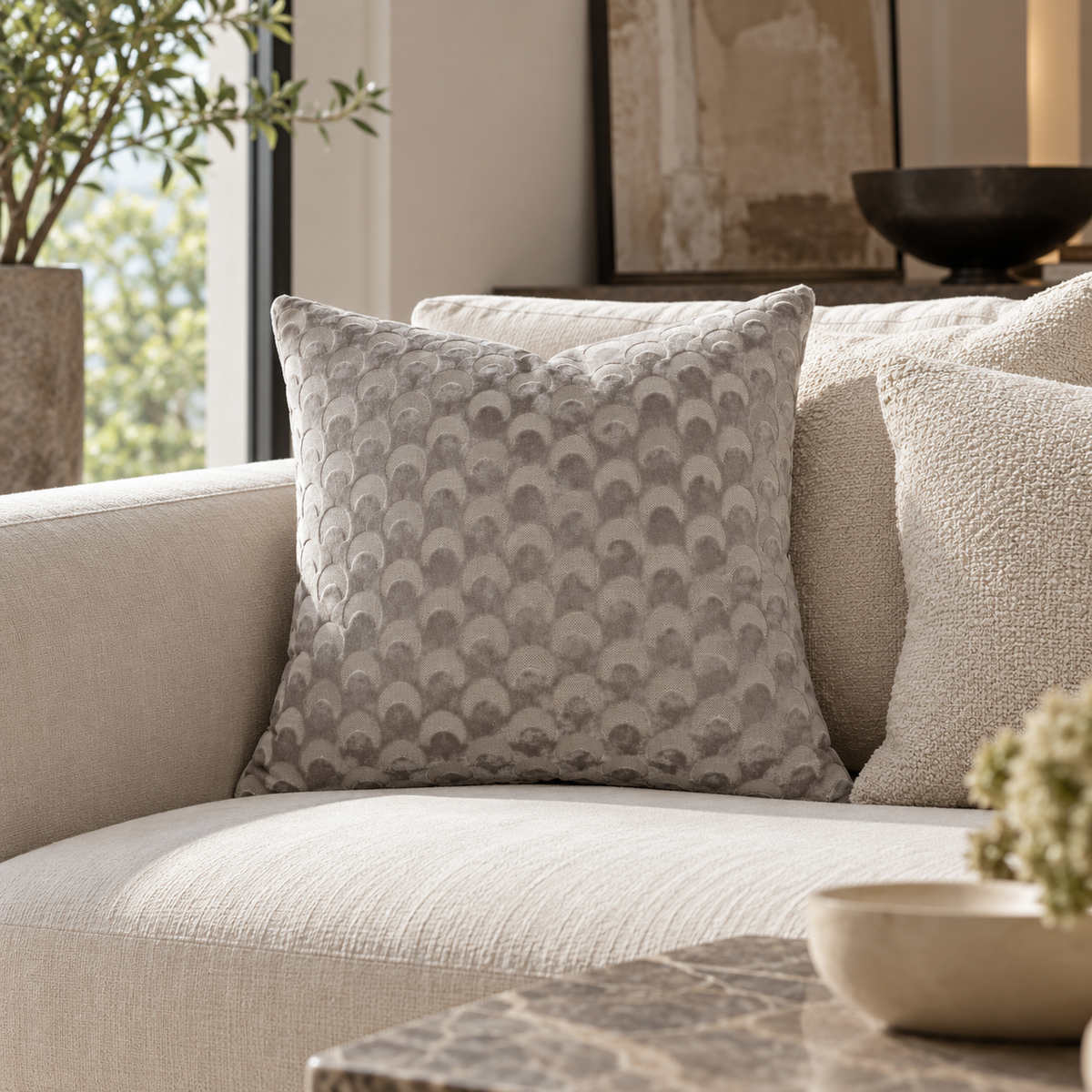 Malini Soli Taupe Cushion