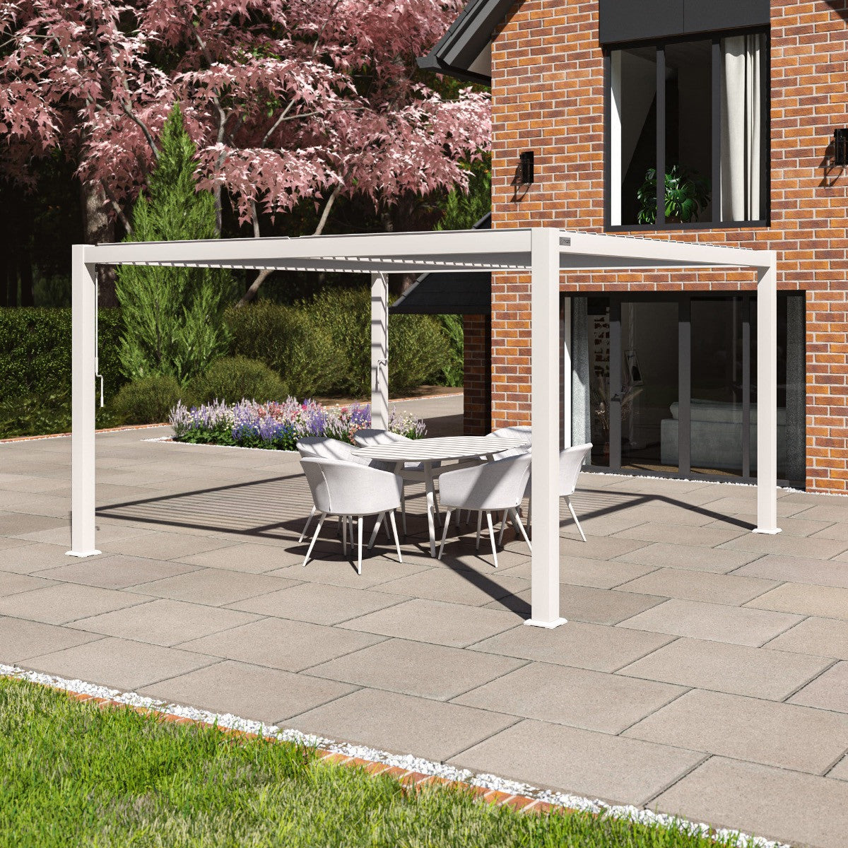 Como Pergola Aluminium Square 40x40 Frame Only - White