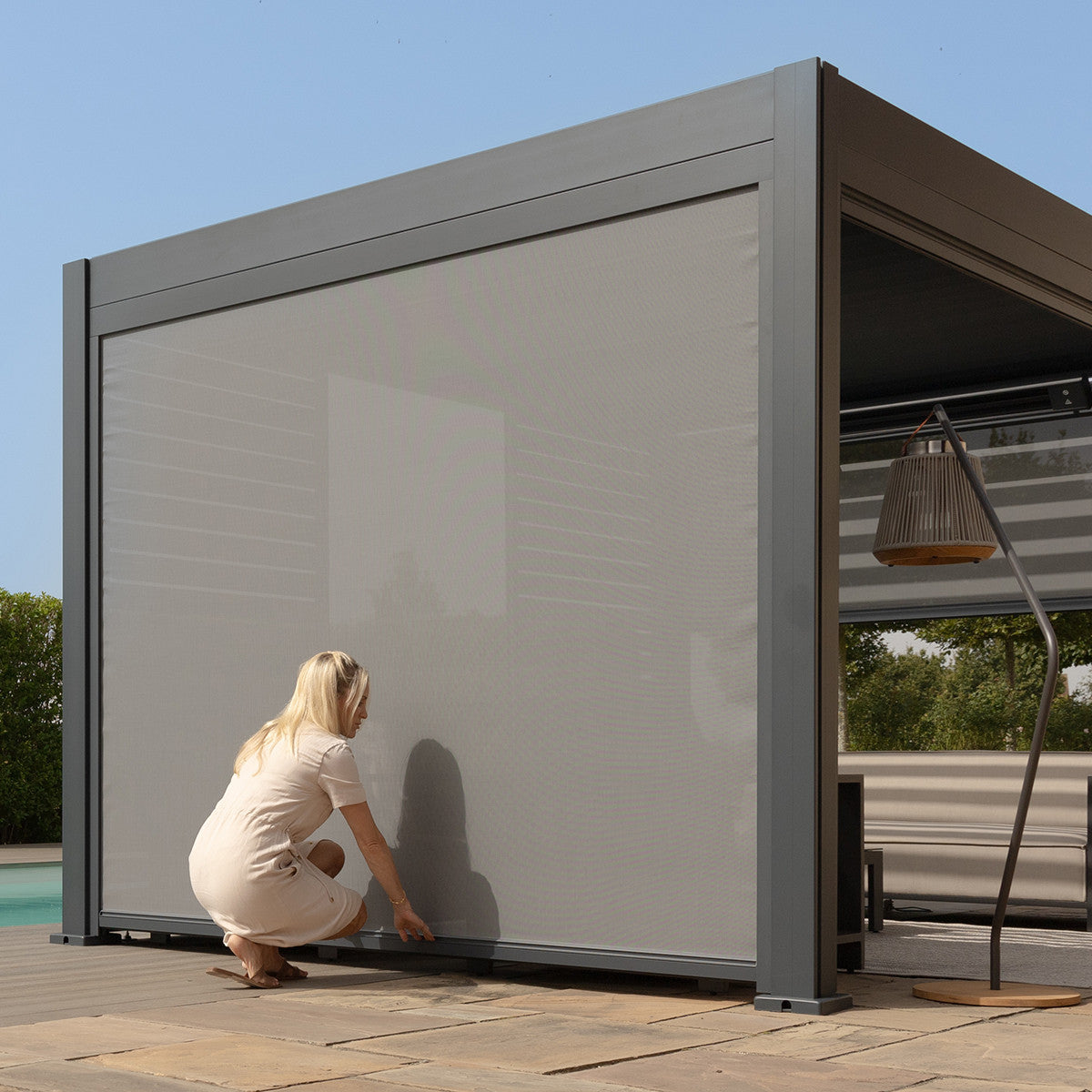 Eden Pergola Drop Screen 262x219 / Grey