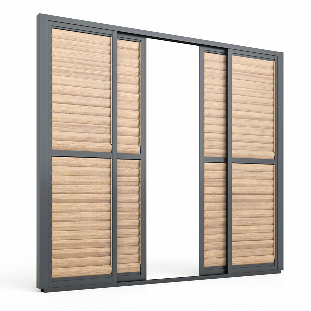 Eden Pergola Wood Effect Sliding Louvre Panel Door 262x222 (Right Hand)