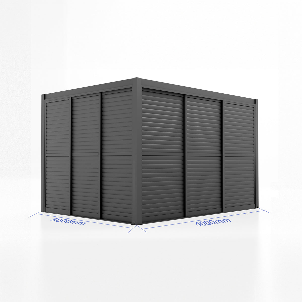 Como Pergola Sliding Louvre Doors Grey 4m Side - 370x218cm