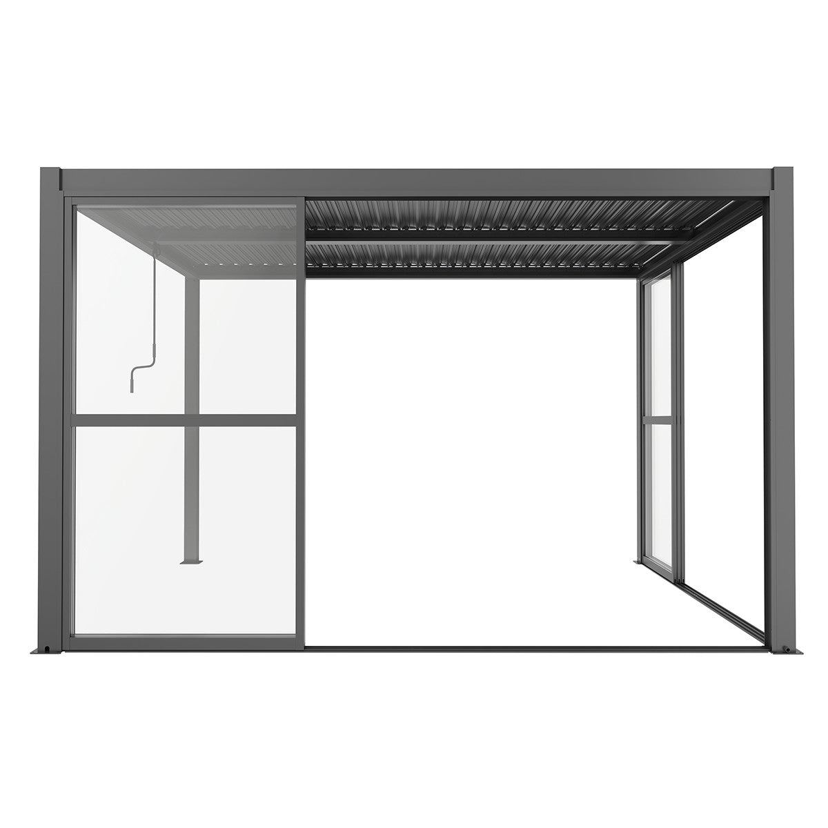 Como Pergola Sliding PC Doors Grey 4m Side - 370x218cm