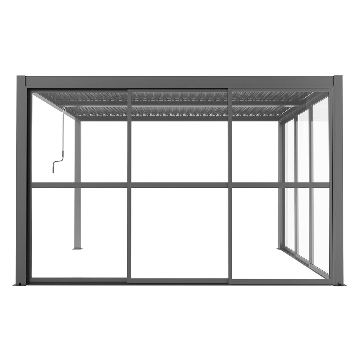 Como Pergola Sliding PC Doors Grey 4m Side - 370x218cm