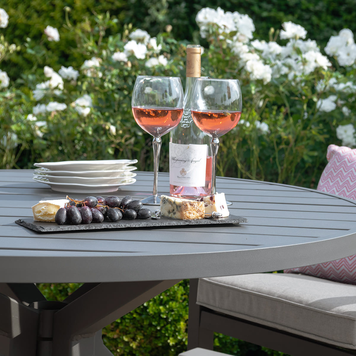 New York 4 Seat Round Dining Set / Dove Grey