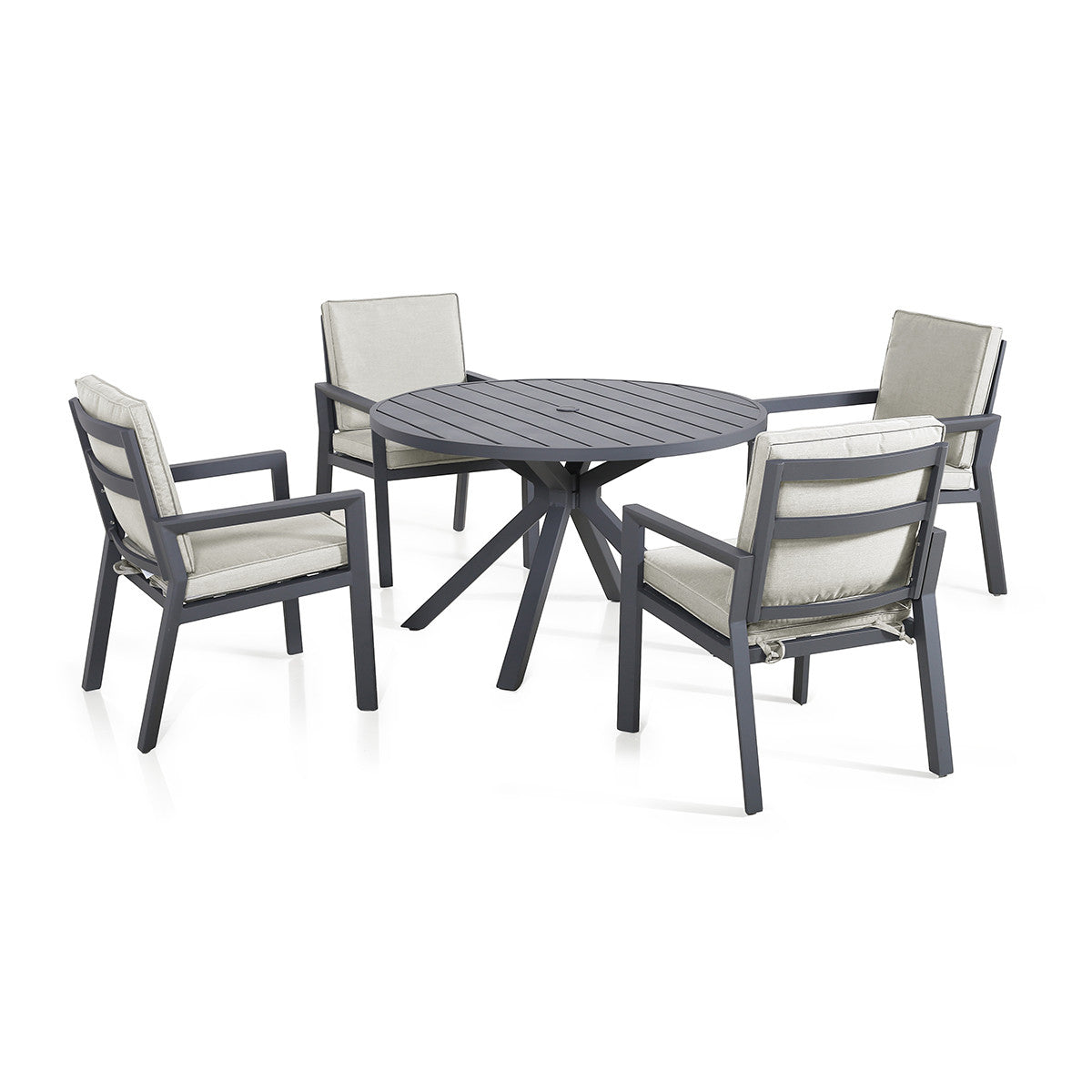 New York 4 Seat Round Dining Set / Dove Grey