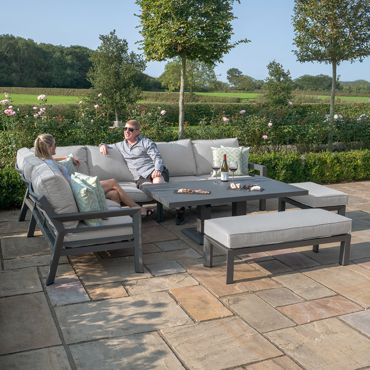New York Corner Dining Set with Rising Table / Dove Grey
