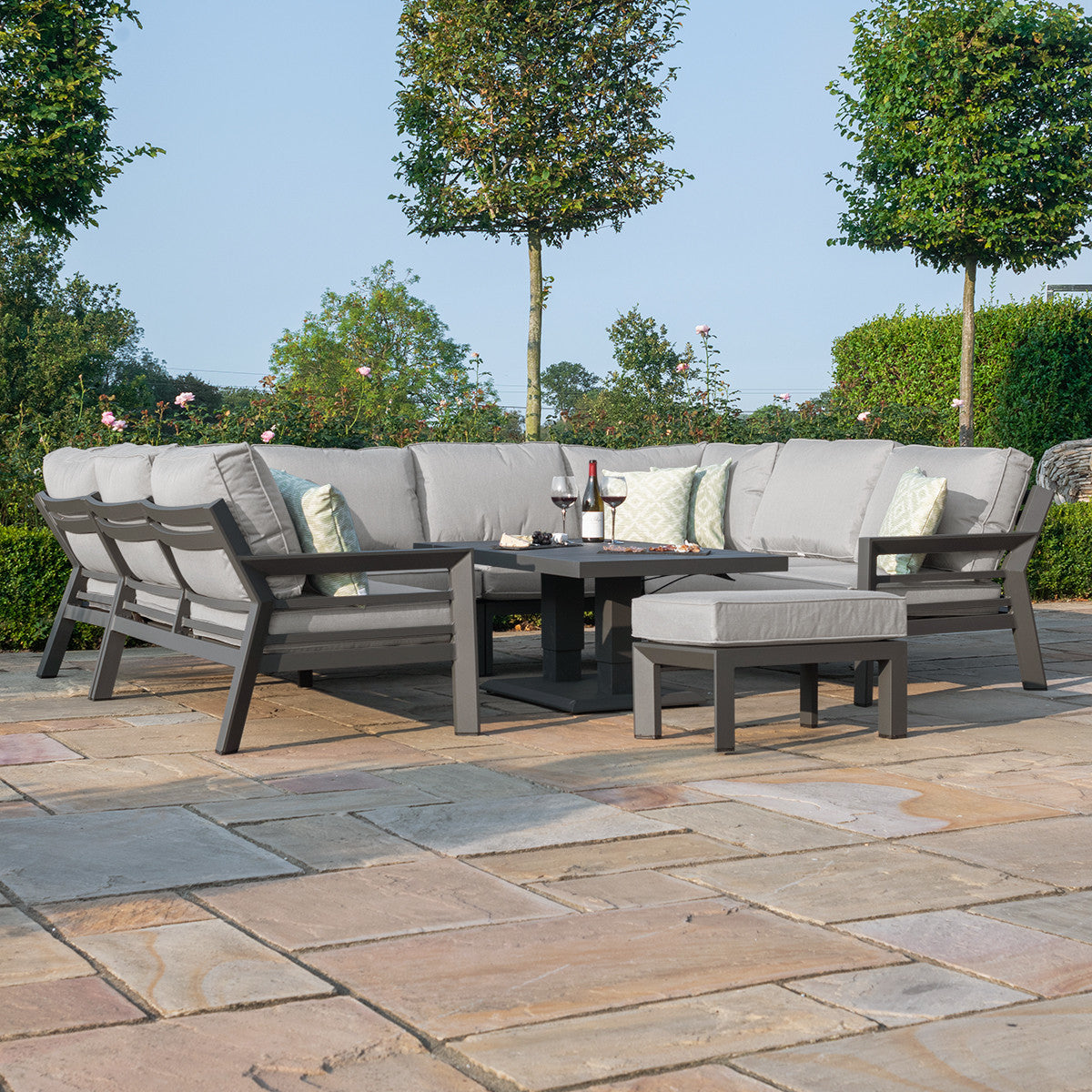 New York U-Shaped Sofa Set with Rising Table / Dove Grey