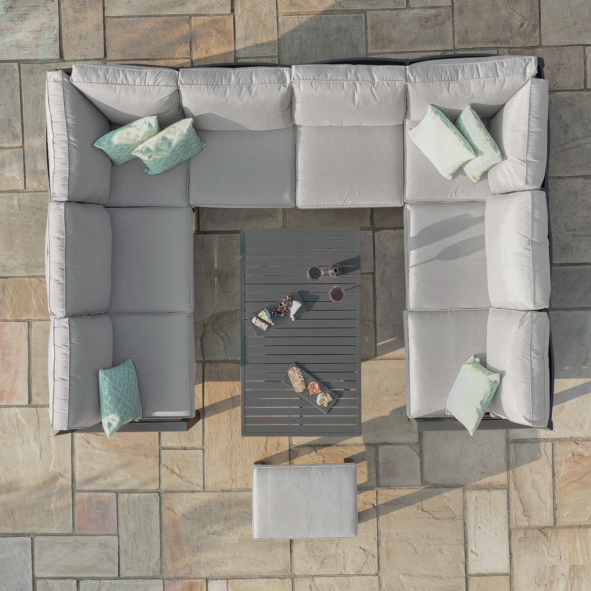 New York U-Shaped Sofa Set with Rising Table / Dove Grey