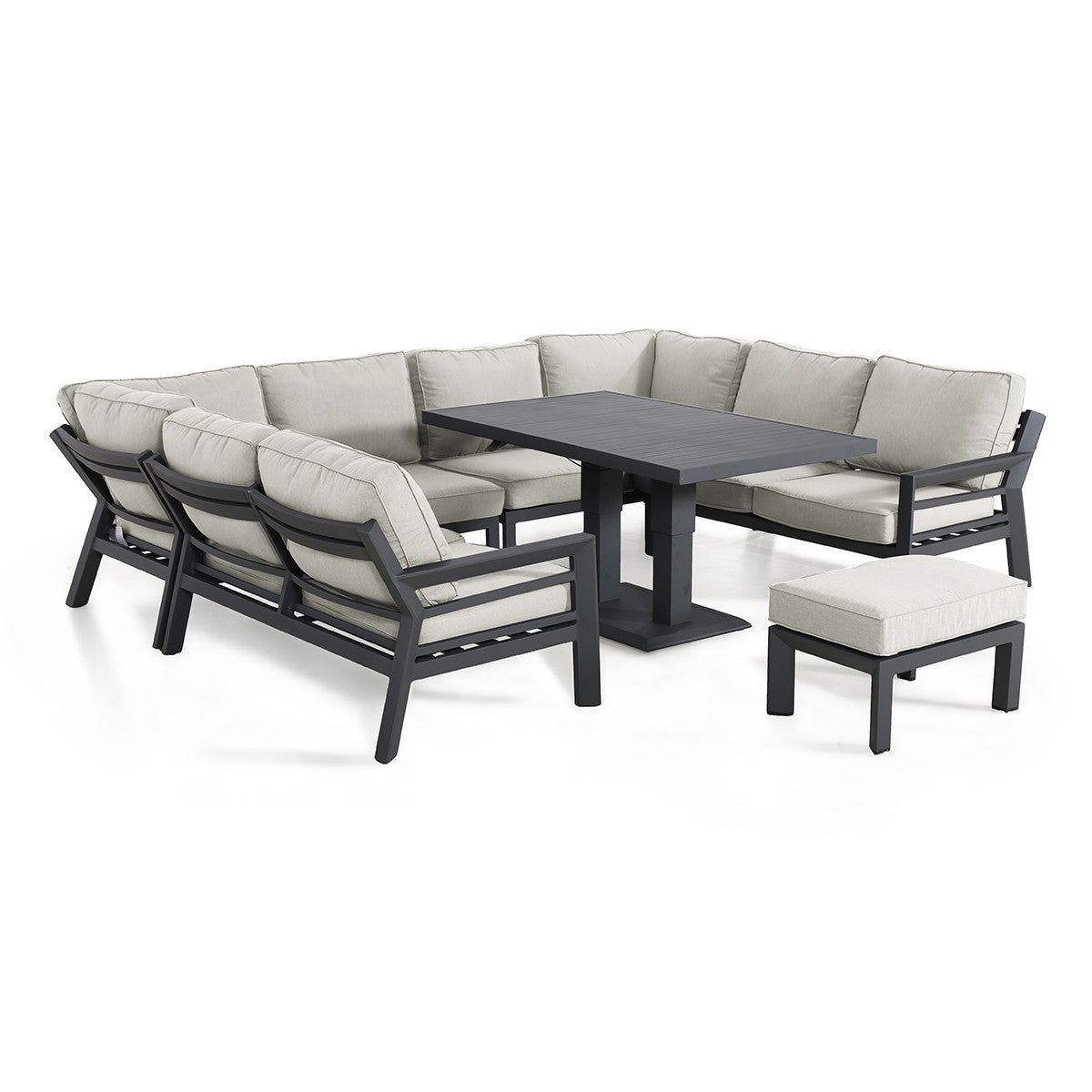 New York U-Shaped Sofa Set with Rising Table / Dove Grey