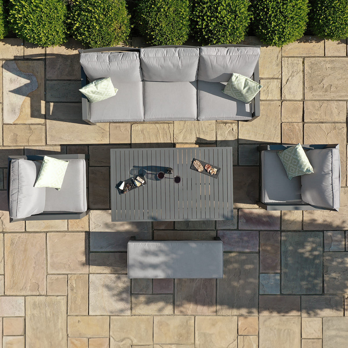 New York 3 Seat Sofa Set with Rising Table / Dove Grey