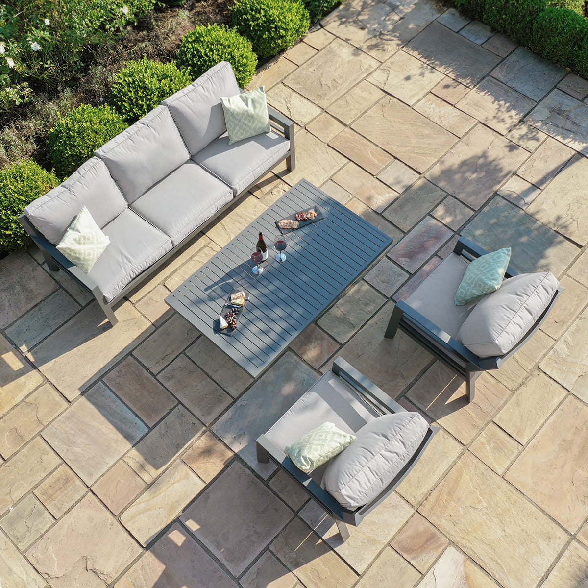 New York 3 Seat Sofa Set with Rising Table / Dove Grey