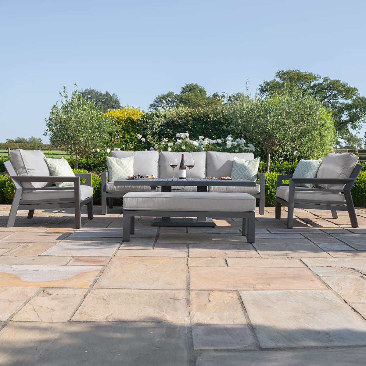 New York 3 Seat Sofa Set with Rising Table / Dove Grey